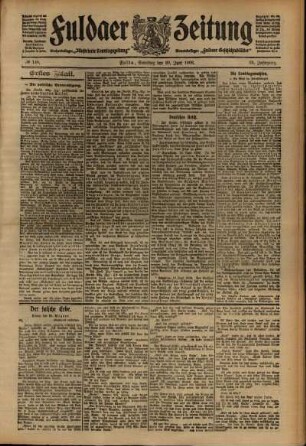 Erste Ausgabe vom Samstag, den 20. Juni 1908.