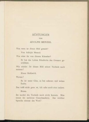 Rüstungen von Adolph Menzel