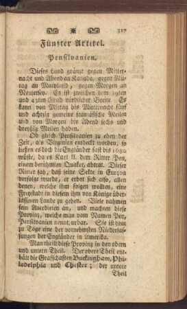Fünfter Artikel. Pensylvanien