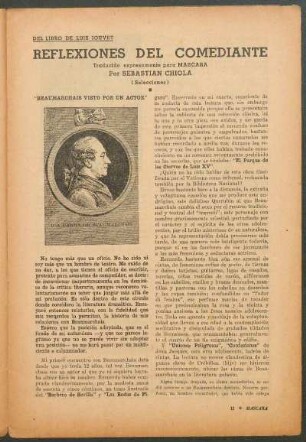 Reflexiones del comediante : Traducido expresamente para Máscara por Sebastian Chiola - (Selecciones) - Del libro de Luis Jouvet