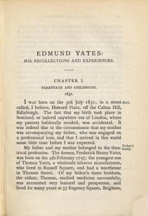 Edmund Yates : his recollections and experiences, 1