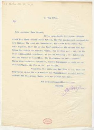 Brief an Alfred Kaiser : 07.05.1913
