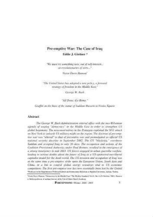 Pre-emptive war : the case of Iraq