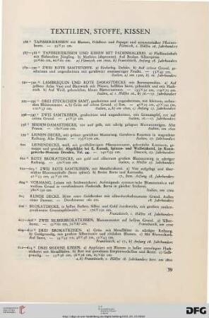Textilien, Stoffe, Kissen (Nr. 586-669)