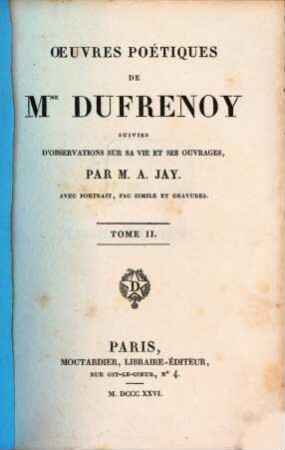 Oeuvres poétiques de Mme Dufrenoy : suivies d'observations sur sa vie et ses ouvrages. 2