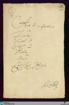 Veggio la vaga Fille - Mus. Hs. 197 : T, vl (2), a-vla, bc; HanH deest