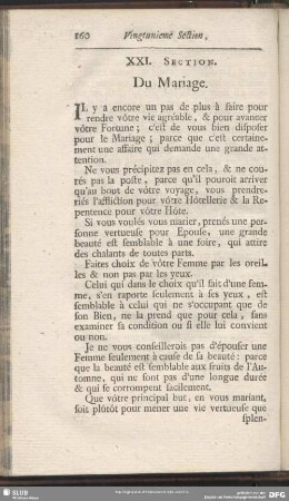 XXI. Section. Du Mariage