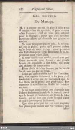 XXI. Section. Du Mariage
