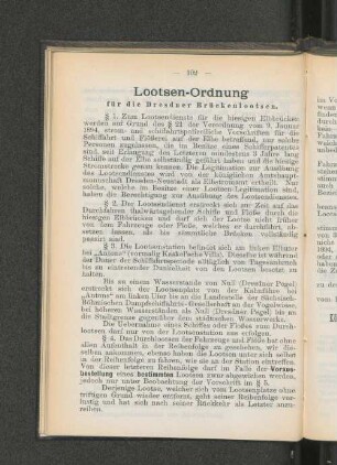 Lootsen-Ordnung für die Dresdener Brückenlootsen.