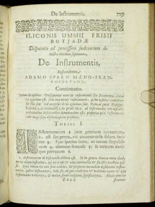 Disputatio [...] decima septima. De Instrumentis.