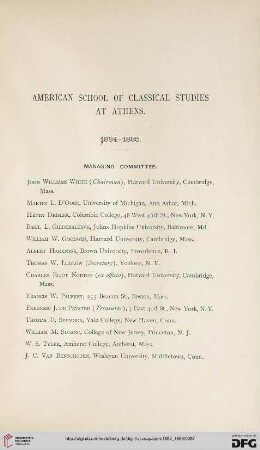 American School of Classial Studies at Athens 1884-1885