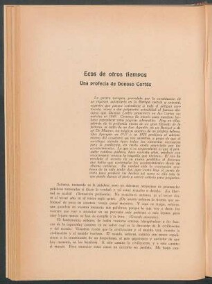 Ecos de otros tiempos - Una profecia de Donoso Cortés