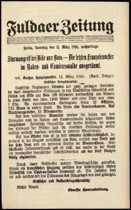 Ausgabe vom Samstag, den 11. März 1916.