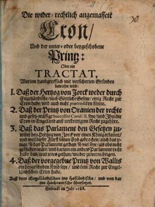 Die wider-rechtlich angemassete Cron und der unter oder beygeschobene Printz