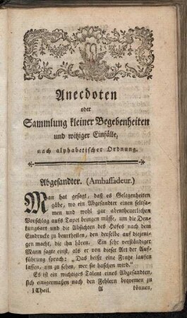 Abgesandter. (Ambassadeur). - Aerzte. (Medecins.)