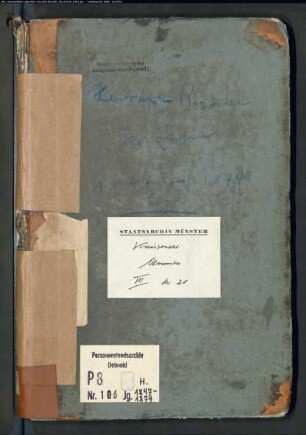 Zivilstandsregister der Juden des Kreisgerichts Münster mit den Orten Amelsbüren, Appelhülsen, Bösensell, Havixbeck, Münster, Nottuln, Telgte, Wolbeck, und den Bauerschaften Delstrup und Geist, Kirchspiel Lamberti, zu Münster gehörig (H 1847-1874) (Gemeinde: Münster, Stadt)