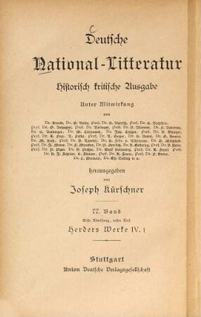 Herders Werke, 4. Ideen zur Philosophie der Geschichte der Menschheit