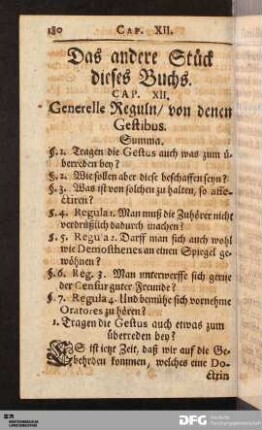 Cap. XII. General-Reguln von Gestibus.