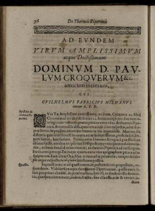 Ad Eundem ... Dominum D. Paulum Croquerum ...