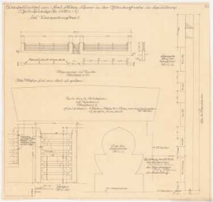 Wohnhaus Böhmer, Heidelberg: Vorgartengitter: Ansicht, Schnitt 1:50, Gartentür: Ansicht 1:10, Details 1:1