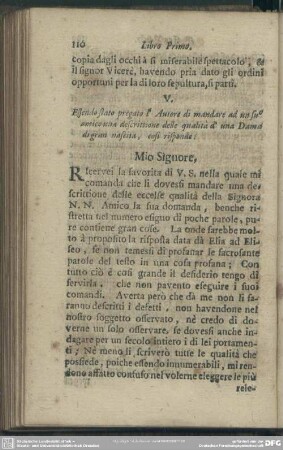 V. [Descrittione d'una Dama di gran Qualità]