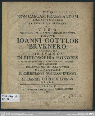 Deo Non Caecam Praestandam Esse Obedientiam Ex Rom. XII, 2. Probant