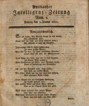 Ansbacher Intelligenz-Zeitung. 1800