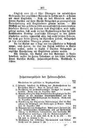 Inhaltsverzeichnis des Februar-Heftes