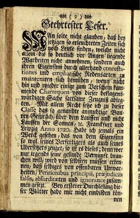 Geehrtester Leser.