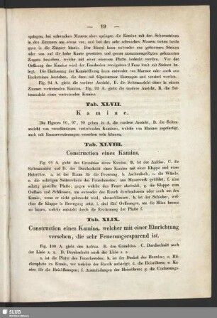 Tab. XLVIII. Construction eines Kamins