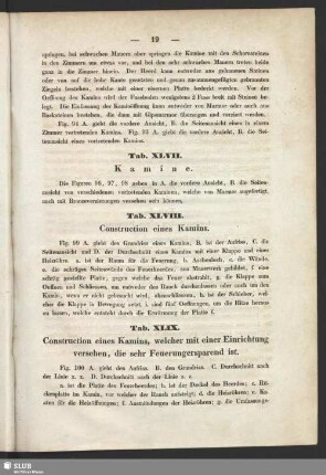 Tab. XLVIII. Construction eines Kamins