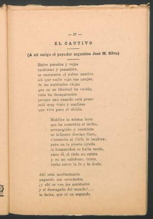 El cautivo : (A mi amigo el payador argentino José M. Silva)