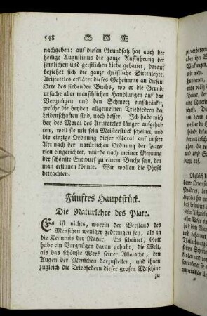 Fünftes Hauptstück. Die Naturlehre des Plato. - Sechstes Hauptstück. Die Naturlehre des Aristoteles.