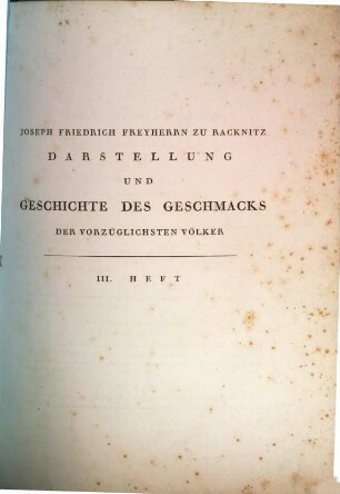 Darstellung und Geschichte des Geschmacks der vorzüglichsten Völker, H. 3