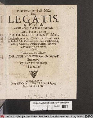 Disputatio Iuridica De Legatis