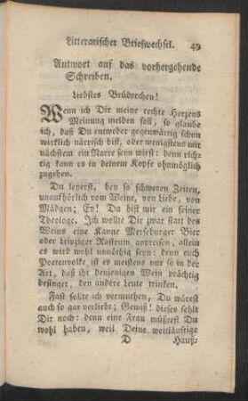Antwort auf das vorhergehende Schreiben