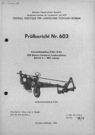 Aufsattel-Beetpflug B 501