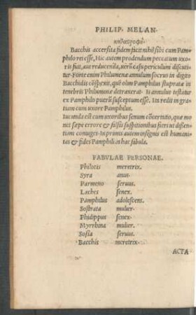 Fabulae Personae.