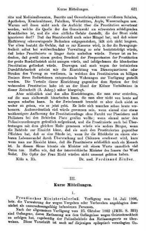 621-625, III. Kurze Mitteilungen