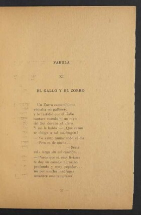 Fábula XI - El gallo y el zorro