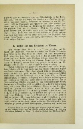 V. Luther auf dem Reichstage zu Worms