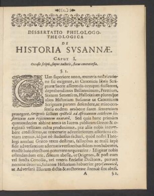 Dissertatio Philologo-Theologica De Historia Susannae.