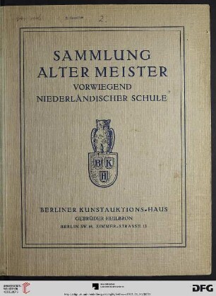 Gemälde alter Meister vorwiegend niederländischer Schule : Versteigerung 30. Januar 1912