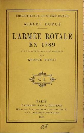L'armée royale en 1789
