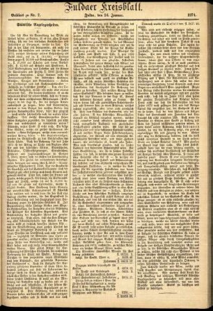 Zweite Ausgabe vom Samstag, den 24. Januar 1874.