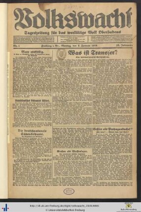 18. Jg. (Januar bis Juni): Volkswacht: Tageszeitung für das werktätige Volk Oberbadens