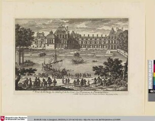 Veuë de l'Estang, du Iardin, Et de la Cour des Fontaines, à Fontaine-bleau