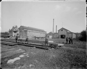 Karlsruhe Grünwinkel - Maschinenbaugesellschaft / Firma Metz und Bachert - Glockengießerei, Feuerwehrgerät Ansicht Werksgelände