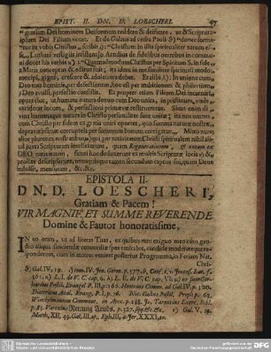 Epistola II. Dn. D. Loescheri