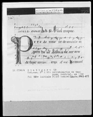 Antiphonarium de Tempore (Zisterzienserhandschrift) — Initiale P(ECO domine), Folio 165verso